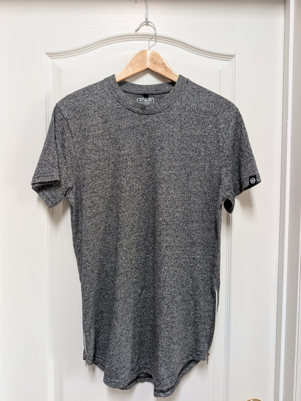 WT02 Men’s M Heather Gray Longline T Shirt Side Zippers Streetwear